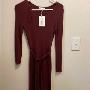 Elegant Burgundy Long Sleeve Dress